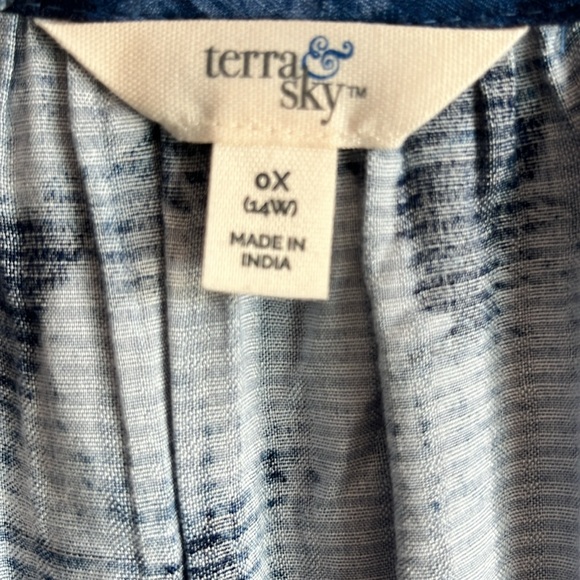 Terra & Sky Women's Plus Size Shirred Mini Washed texture Dress 0X (14W) Blue - Picture 11 of 13